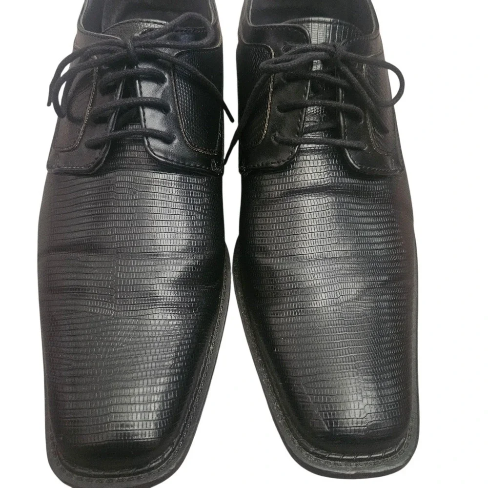 Antonio Cerrelli Wides Mens 11W Black Lizard Embossed Square Toe Oxford Shoes‎